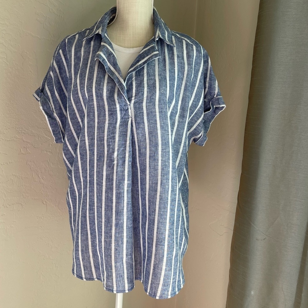 Beachlunchlounge‎ Dassie Linen Blend Cap Cod Short Sleeve Summer Top Size:S WTG